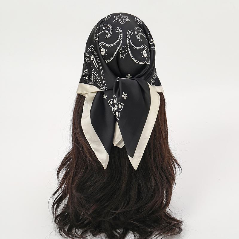 Fashion Print Silk Hairbands Scarf Women  Spring New Elagant Floral Bandana Neck Kerchief Head Bands Foulard Female Scarfs