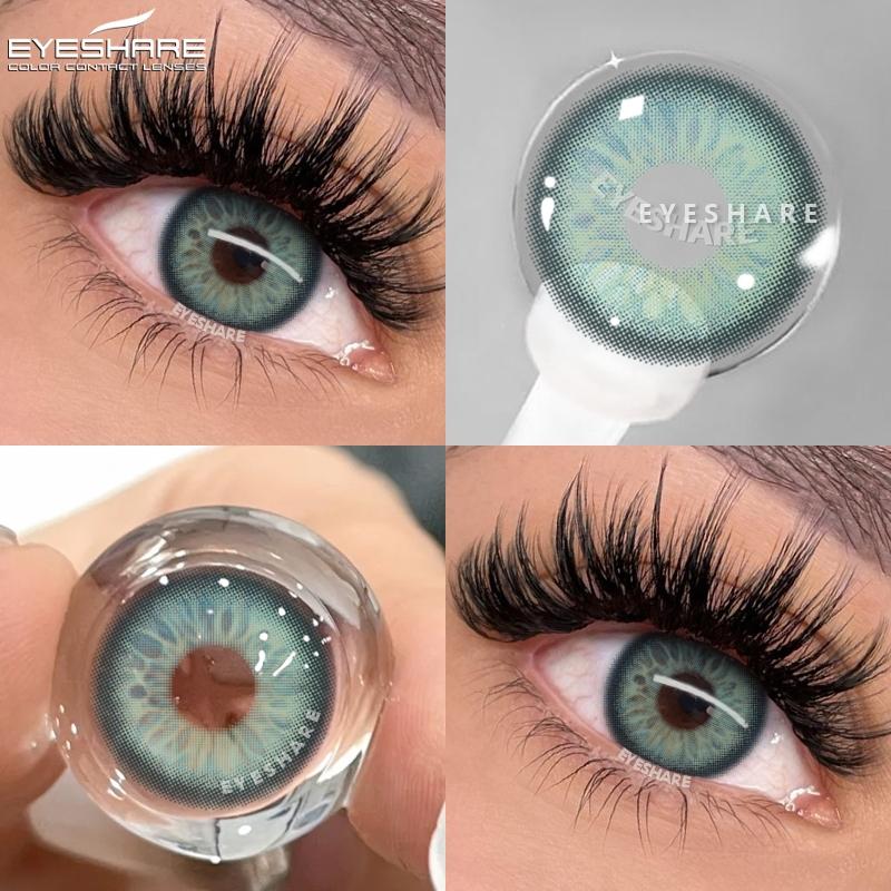 Eyeshare 2ks/pár Kontaktní čočky řady NICOSIA Roční zelené čočky 14,2 mm Modré oči Čočky Módní kosmetika Žáci