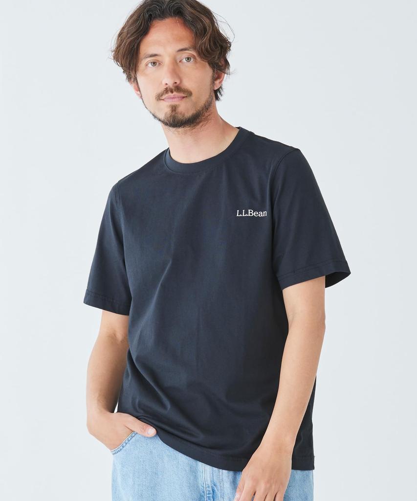 LL Bean Japan Fit Carefree Unshrunkable Short Sleeve Size Japan Navy 1000276421 Men's Tee, Graphic, 1, Fit, Medium, Blue,