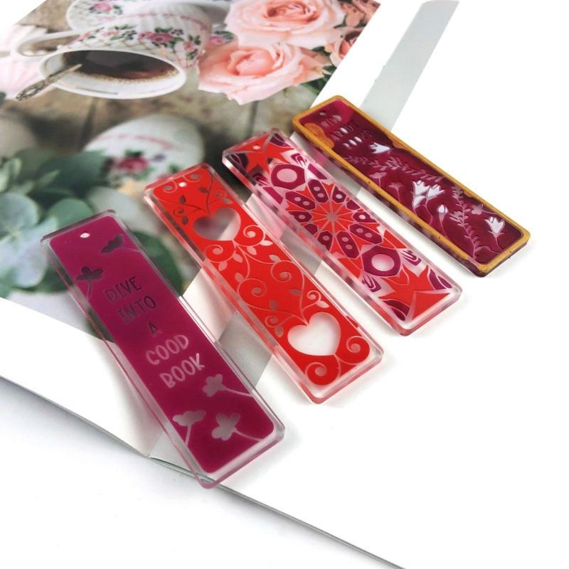 Rechteckige Blumen Lesezeichen Silikonform Gießform Bastelanhänger Harz Epoxid DIY Vollseitige Lesezeichenform für DIY-Fans
