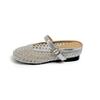 Small Man Increases the Height of Rhinestones Mary Jane Bag Head Half Slippers Women's New Summer Breathable Cool Slippers