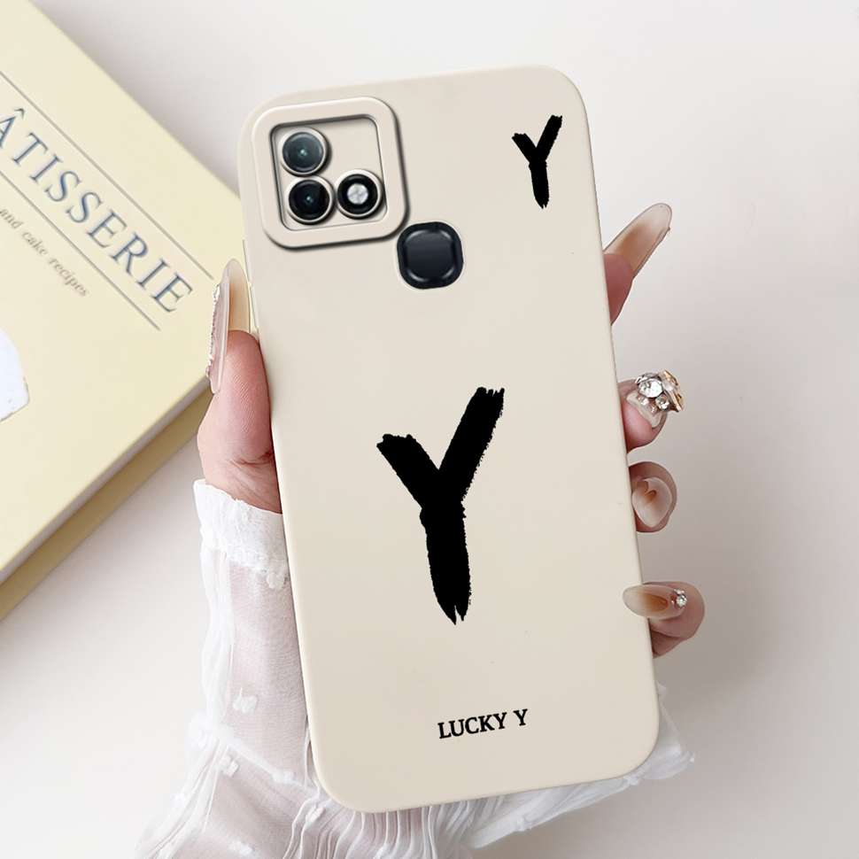 For Infinix Hot 10i X659B Case White Lucky Letters A-Z Soft Silicone Cover For Infinix Hot10I Smart 5 Pro 6.52 " Phone Cases