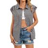 Women's Casual Plaid Sleeveless Loose Shirt Top