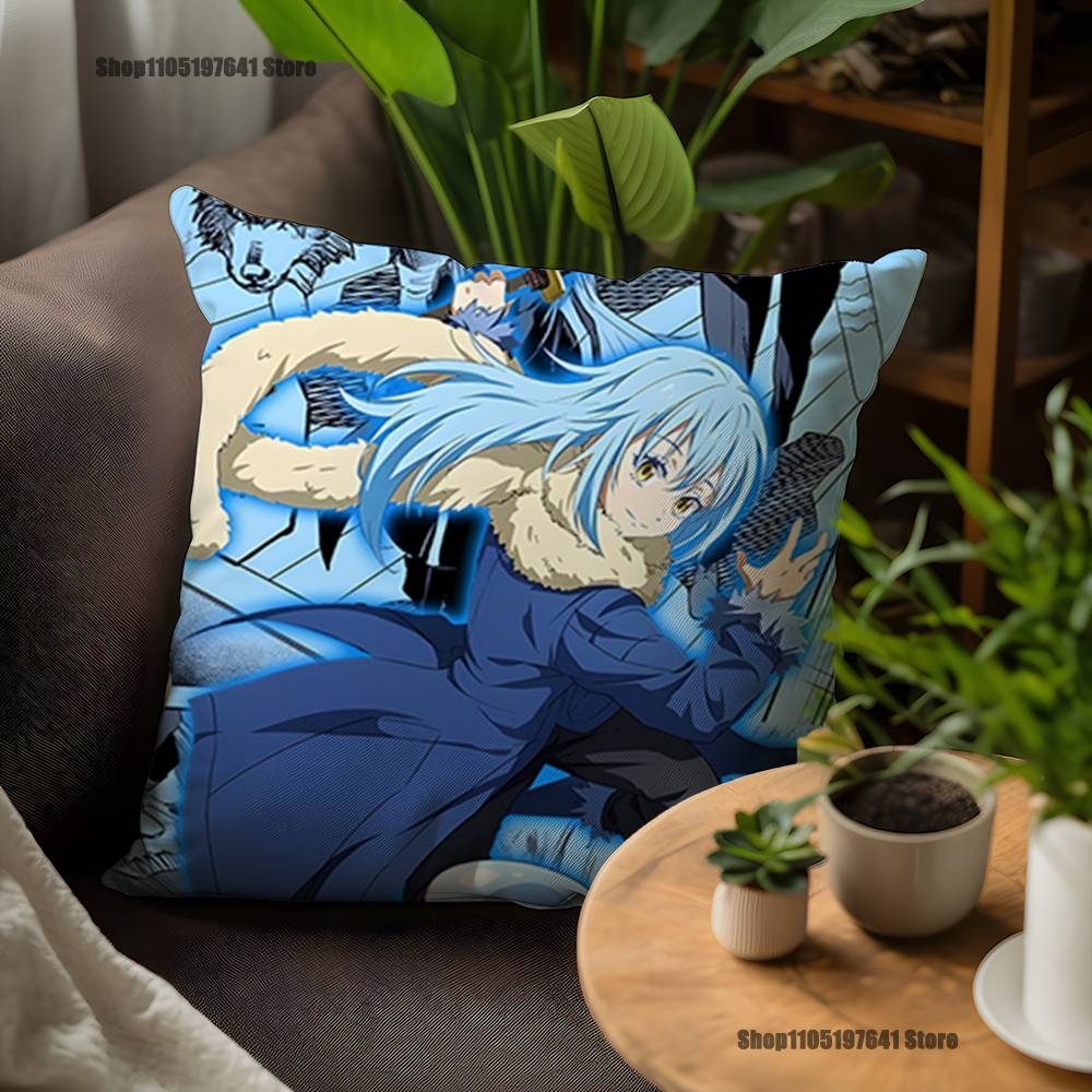 T-Tensei Slime R-Rimuru Anime Pillow Case For Sofa Decor Car Office Room Printing Cushion Cover Decorations and Protector