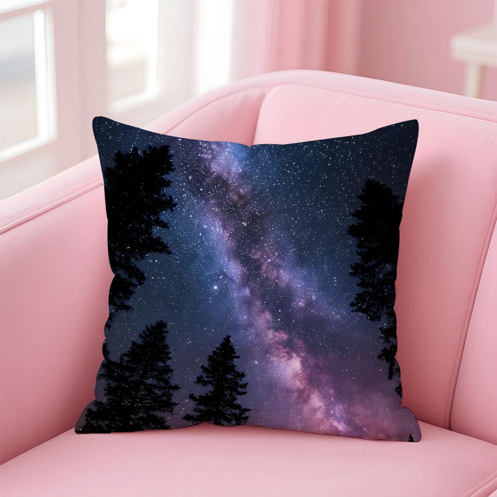 PPretty dream Galaxy starry sky Cushion Cover Pillow Case Soft Friendly Fabric  Concealed Zipper