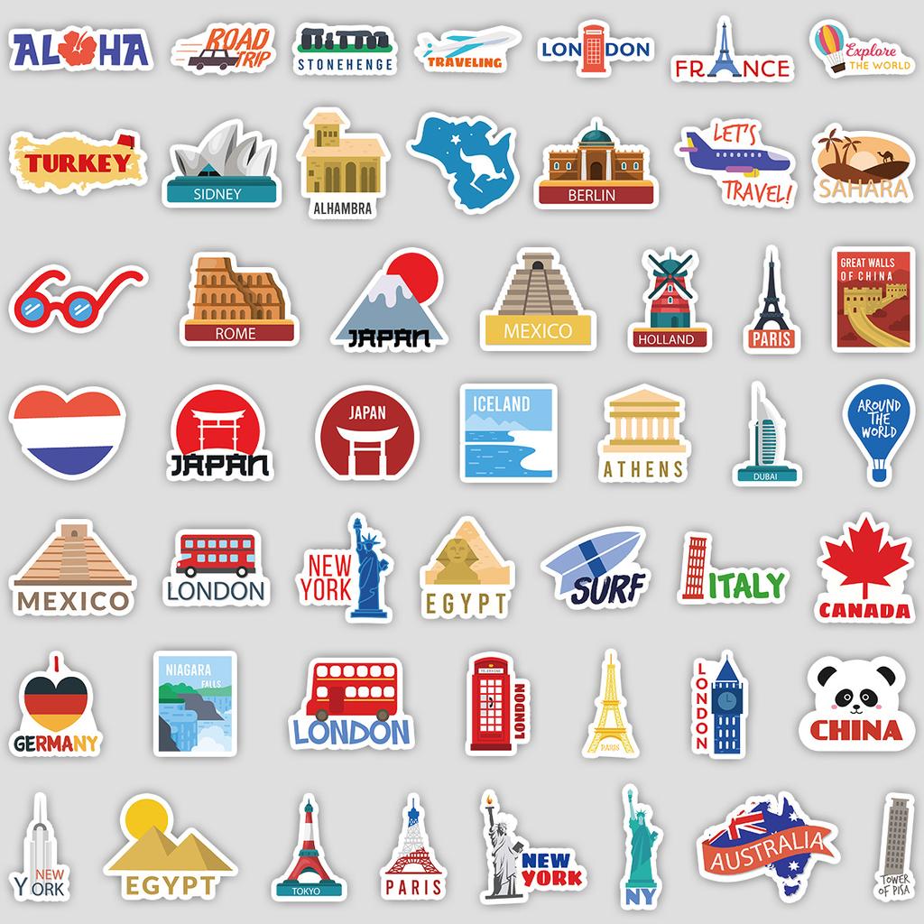 50 Travel Series Graffiti Stickers DIY Stationery Stickers Water Cup Suitcase Waterproof Decorative Stickers