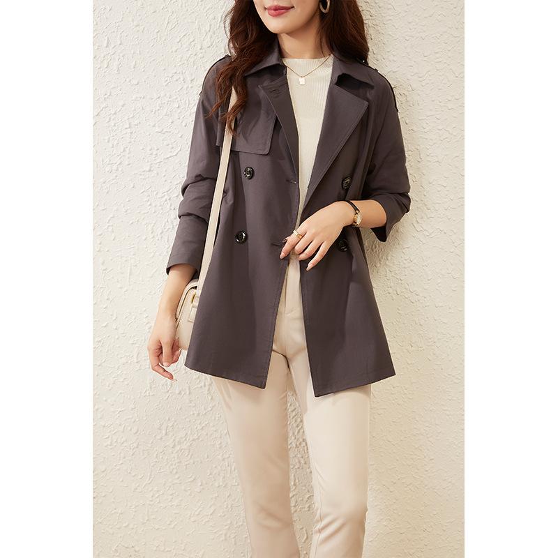 Refreshing Trench Coat, Crisp and Stylish Coat, Women's Clothing, Spring and Autumn Medium and Long Spring Models, New Double-breasted Buttons
