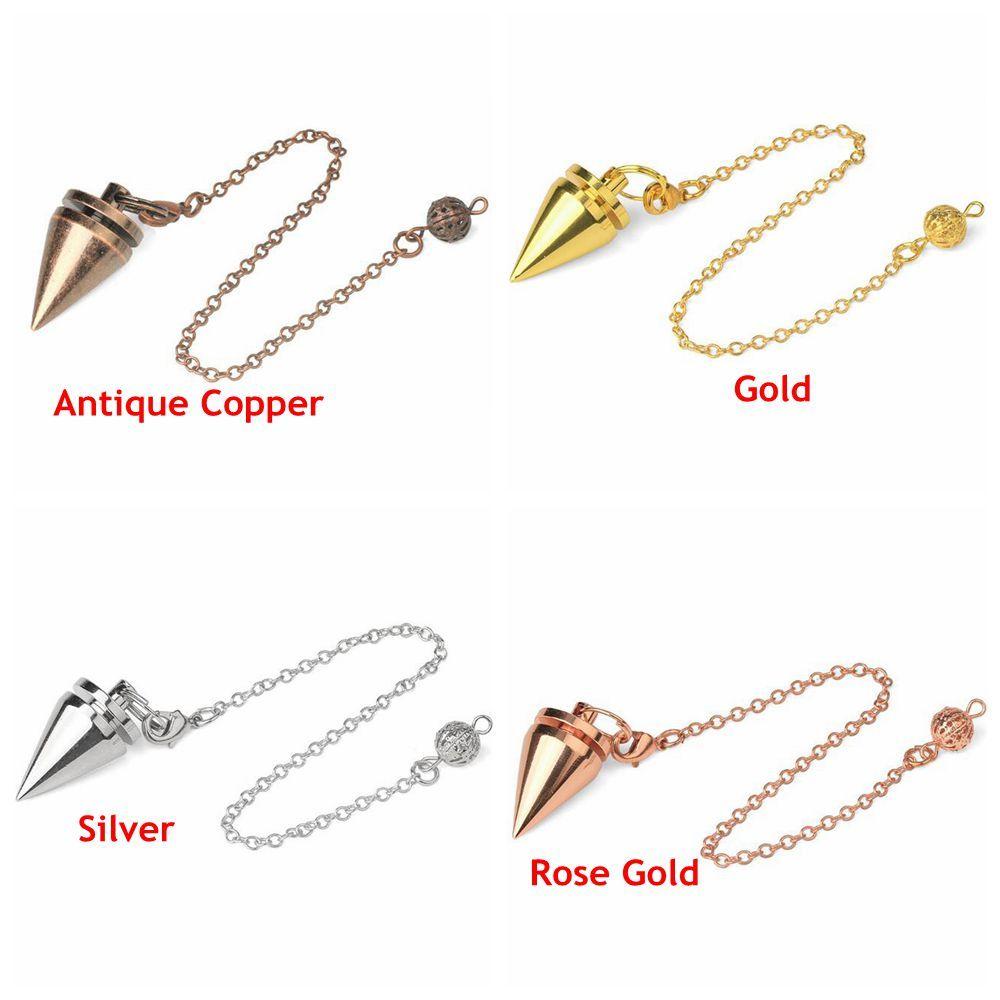 Gift Chain Gold Silver Antique Copper Dowsing Amulet Healing Reiki Pendulum Pendant Metal Cone Pendule Reiki