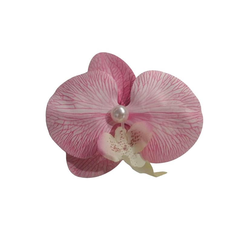 Sweet Phalaenopsis Flower Hairpin  Bohemia Creative Design Cloth Floral Pearl Hair Clip Female Headdress