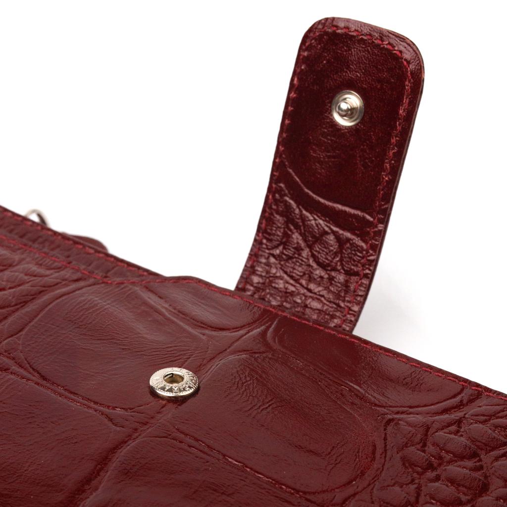 Prostorné vertikální dámské kočky z pravé kůže s ražbou krokodýla CANPELLINI Wallet 21644 Burgundy