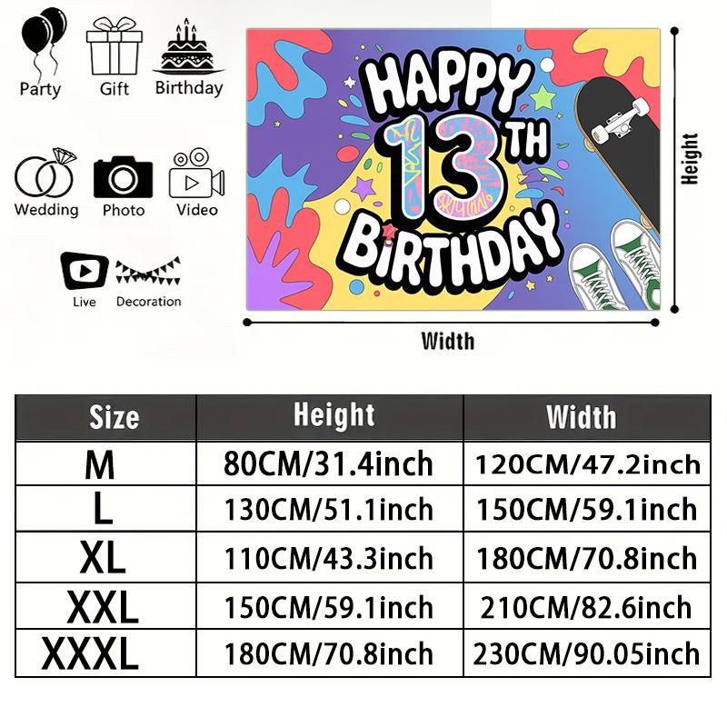 1pc Birthday 13th Indoor/Outdoor Party Banner Red Polyester