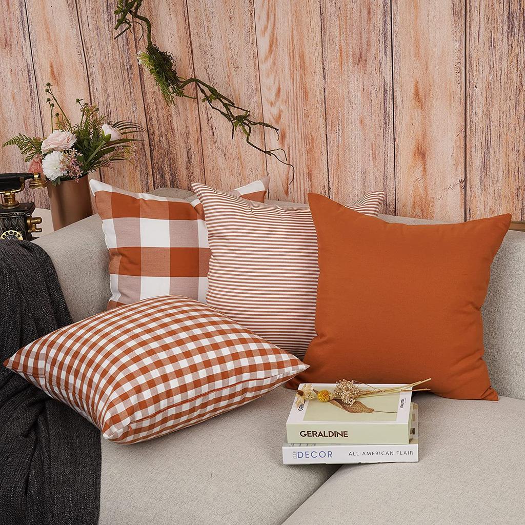 Einfacher Schlichter Schlichter Gestreifter Karierter Kissenbezug Sofakissenbezug Autokissenbezug