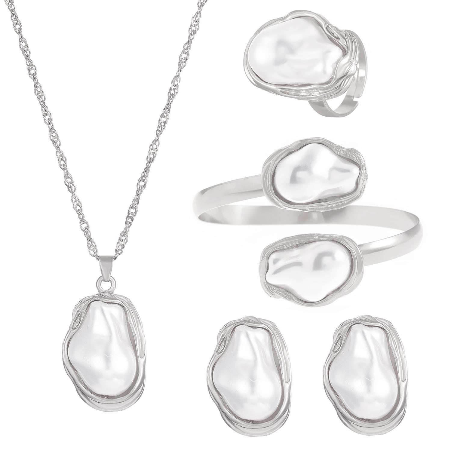 

Чокер из барочного жемчуга - Европейский и американский стиль с нерегулярным дизайном, простое металлическое ожерелье-чокер