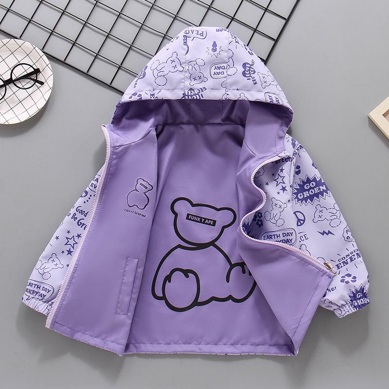 

Красивый уличный плащ для мальчиков и девочек. Весна и осень. Дети носят повседневные пальто с капюшоном с обеих сторон. 130cm