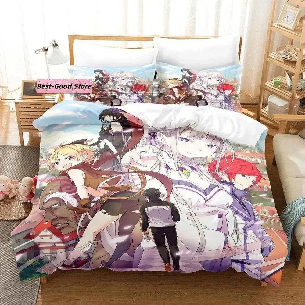 Re Zero Bedding Set Single Twin Full Queen King Size Bed Set Aldult Kid Bedroom Duvetcover Sets 3D Print Anime Bed Sheet Set