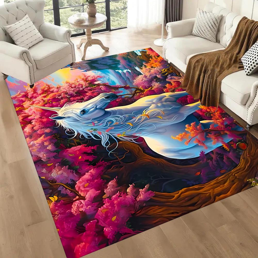 Beautiful Unicorn Carpet Design for Dormitory Hallway Living Rooms Outdoor Anti-slip Rug Office Home Decor