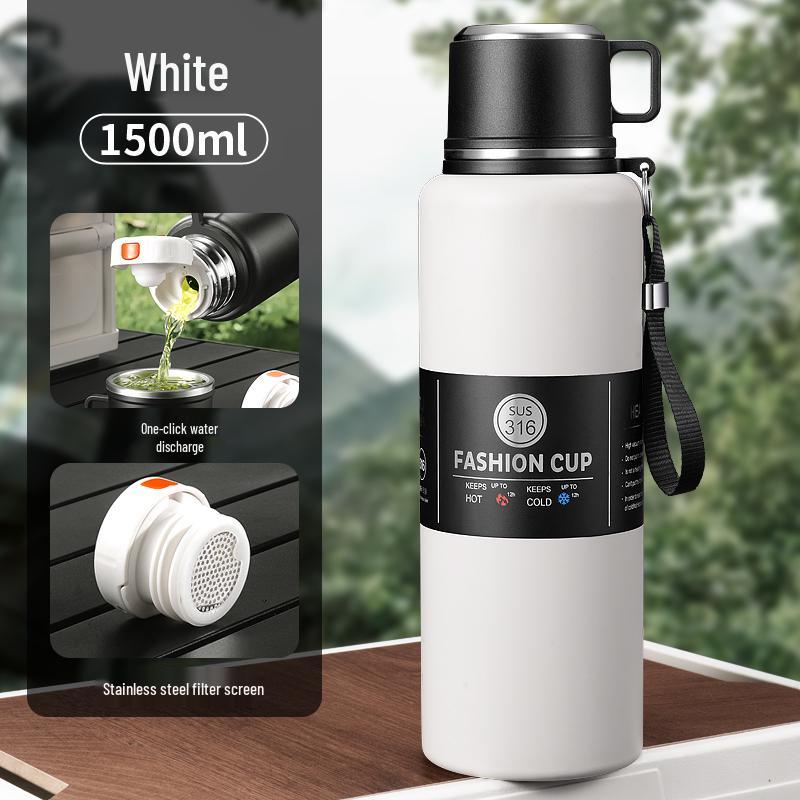 Stainless Steel Insulated Thermos for Men & Women - Large Capacity, Portable Travel Water Kettle