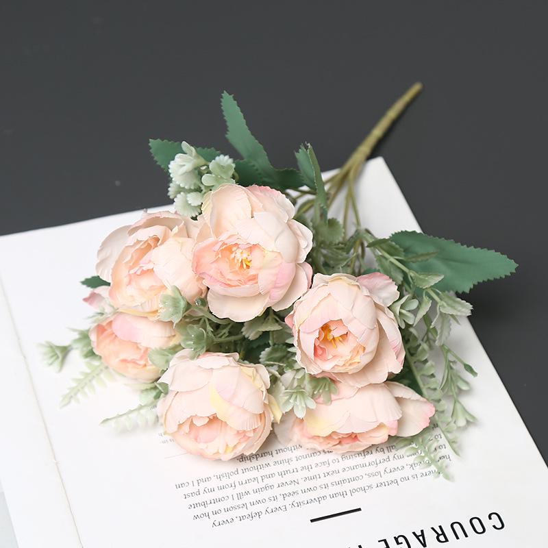 Elegant 6-Head Peony Silk Artificial Flowers for Home Decor and Photography