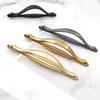 Modern Solid Zinc Alloy Cabinet Door Curve Handle Black Wardrobe Drawer Cabinet Arc Handles