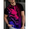 Camiseta de Manga Corta con Cuello Redondo para Hombre con Estampado 3D Moda Talla Grande Camiseta de Verano Casual