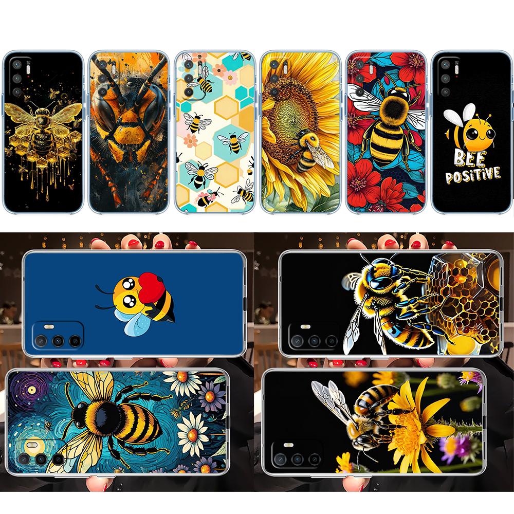 FM5 Art Bees Cartoon Soft Shell Transparent Phone Case for Samsung Galaxy A04 A04S A14 A23 A34 A54 M23 M33 M52 M53