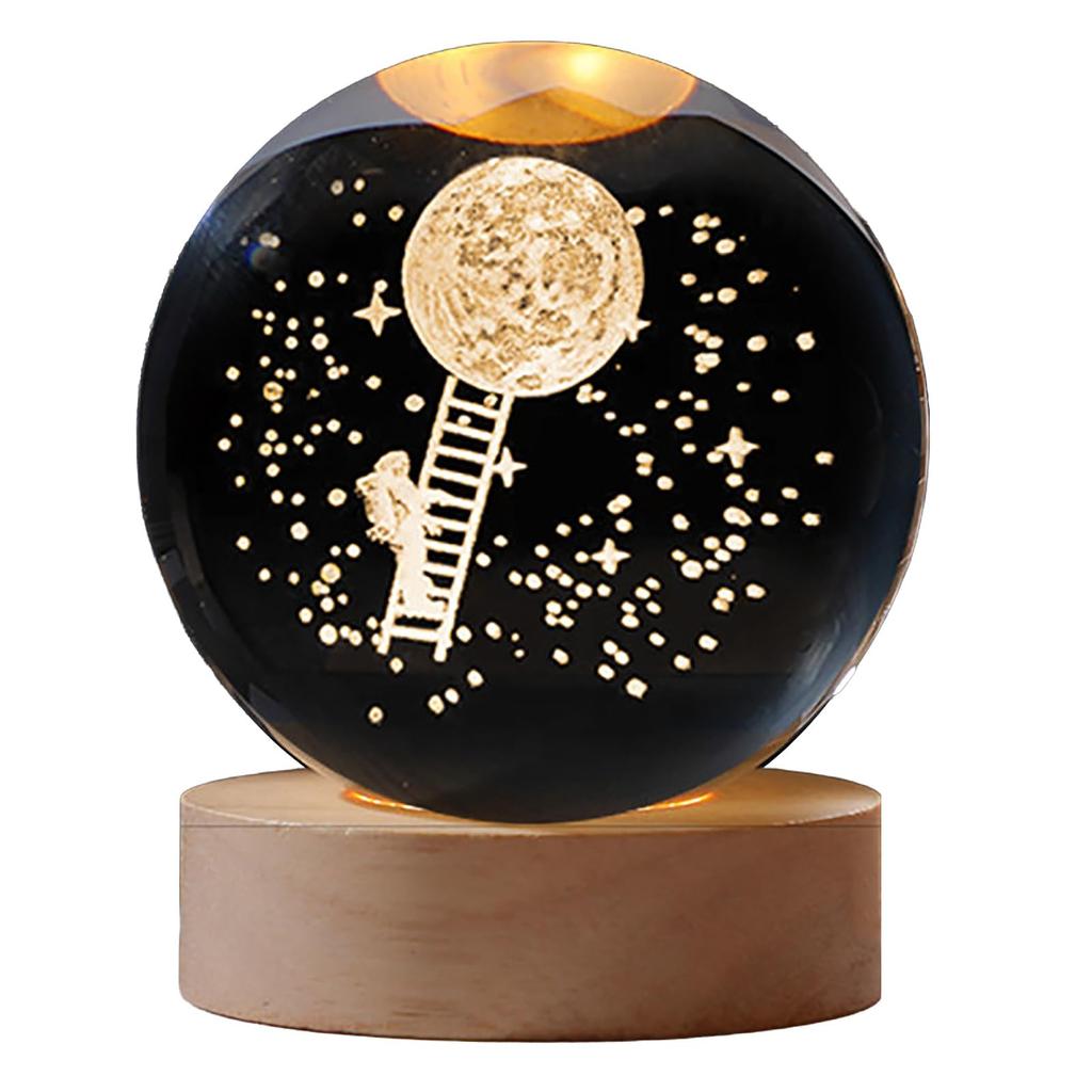 CAWKAY Kristallkugel, Himmelskörper, Planeten, Weltraum, Sterne, 3D-Objekt, Tischkristallobjekt, Dekoratives Weihnachtsgeschenk (Treppe zum Mond)
