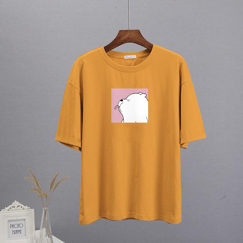 Shellsuning Oversized Cute Printed T Shirts for Women Summer New Basic Couple Clothes Fashion Casual Loose Vintage Cotton Tshirts Female Harajuku Tops