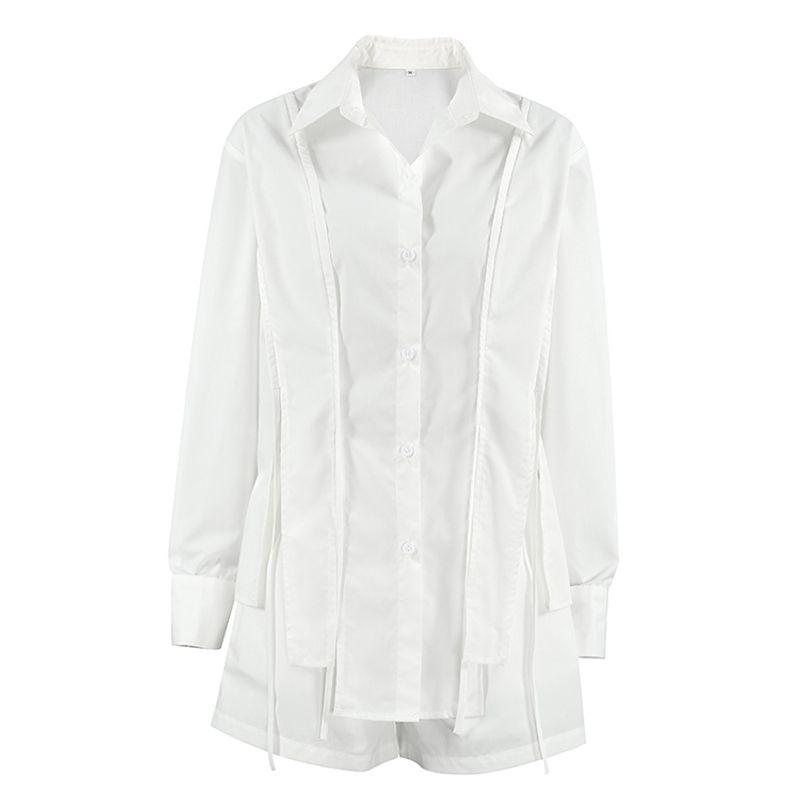 

Fashion 2025 Spring White Pure Cotton Women s Suit Long Sleeve Lapel Top Casual Shorts White S (recommended 47.50 kg-52.50 kg