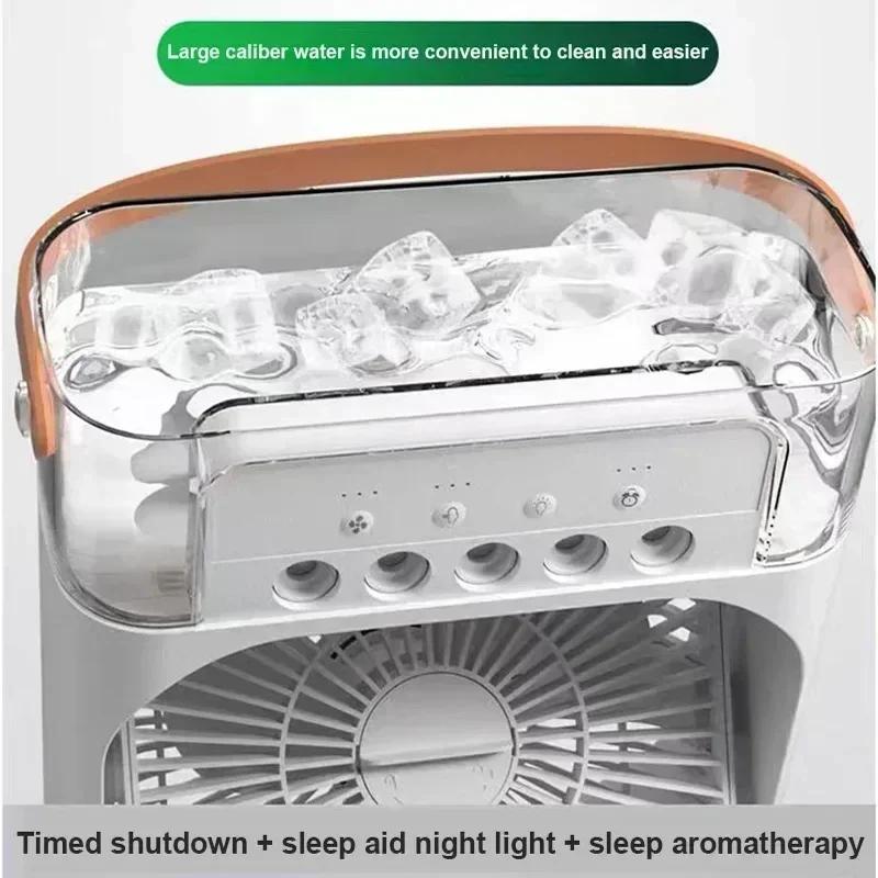 Household Portable Cooling Air Cooler3-in-1Multifunctional Mini Fan Humidifier LED Night Light Personal Air Conditioner for Dorm