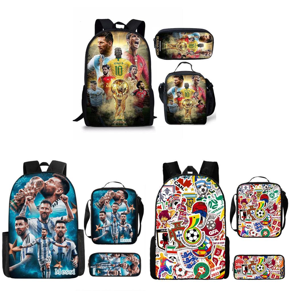 Školní batohový set Messi Fotbalová hvězda z nylonového materiálu pro školní použití a ukládání