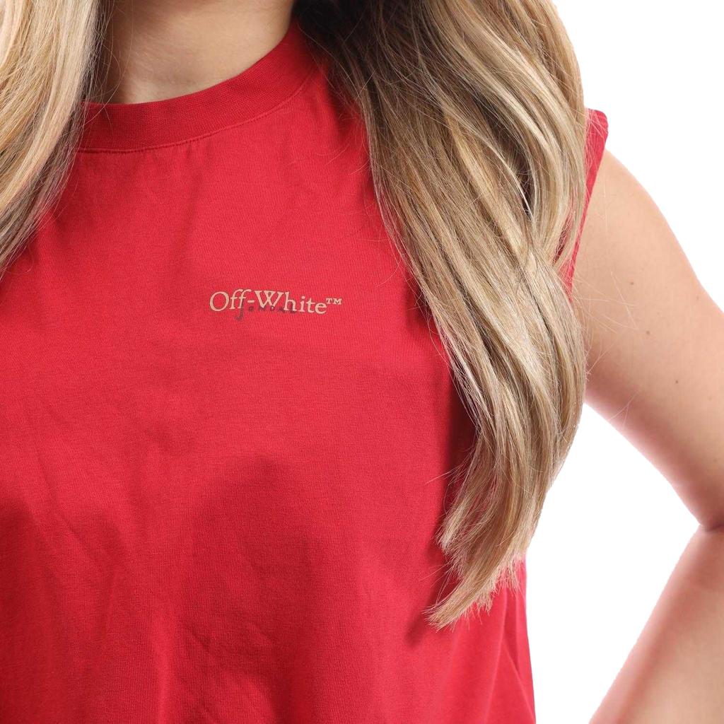 Off White Damen/Damen Pfeil Crop T-Shirt