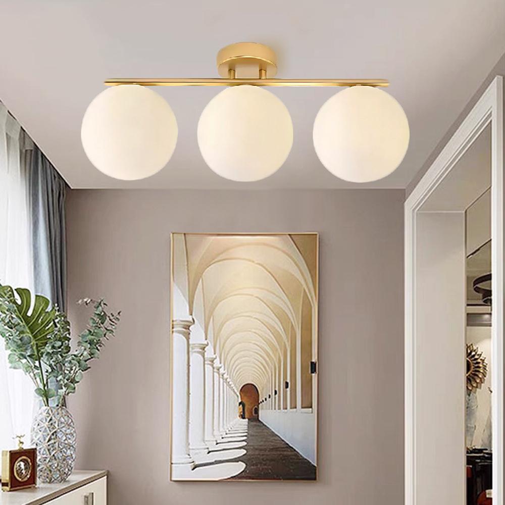 LED Glass Ceiling Light Milk White Ball For Living Room Entrance Hallway Bedroom Restroom Study Checkroom Indoor Lighting