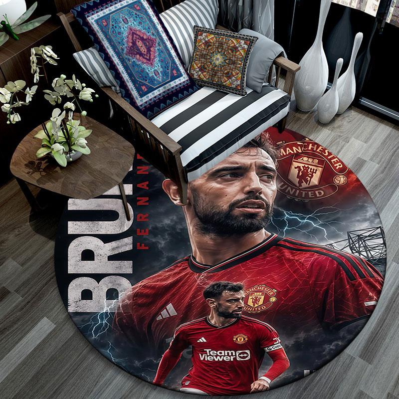 Bruno Fernandes pattern round rug,Carpet Rug for Living Room Bedroom Playroom ,Non-slip Floor Mat,Holiday Gifts and Birthday Gifts.
