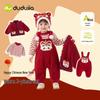 Dudu Family Winter Baby Red Strap Pants, Jacket & Sweater Set