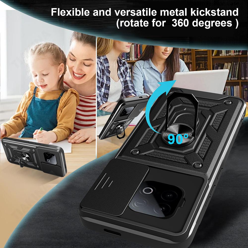 Slide Lens Armor Funda for Vivo IQOO Z10 Turbo Pro 5G China Case for Vivo Y300 GT 5G China Case Magnetic Ring Stand Holder Cover