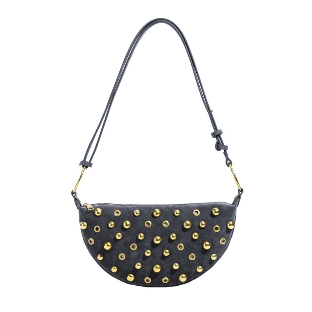 

Hollow Y2k Shoulder Bag Spicy Girl Underarm Bag Trendy Rivet Crossbody Bag Daily серый