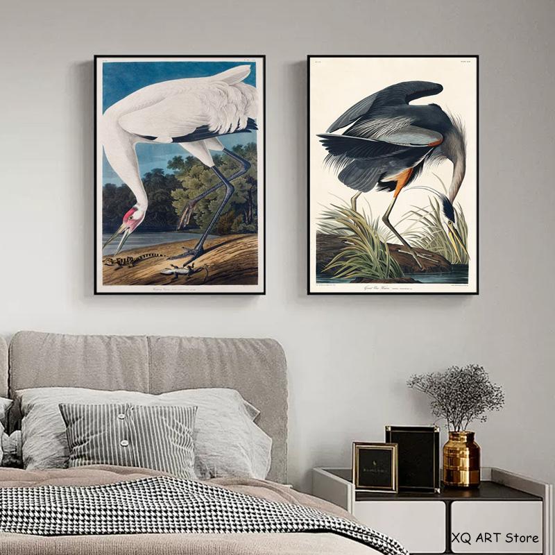 Vintage Bird Prints Retro Animal Art Natural History Canvas Paintings HD Pictures Wall Art For Living Room Home Decor Frameless