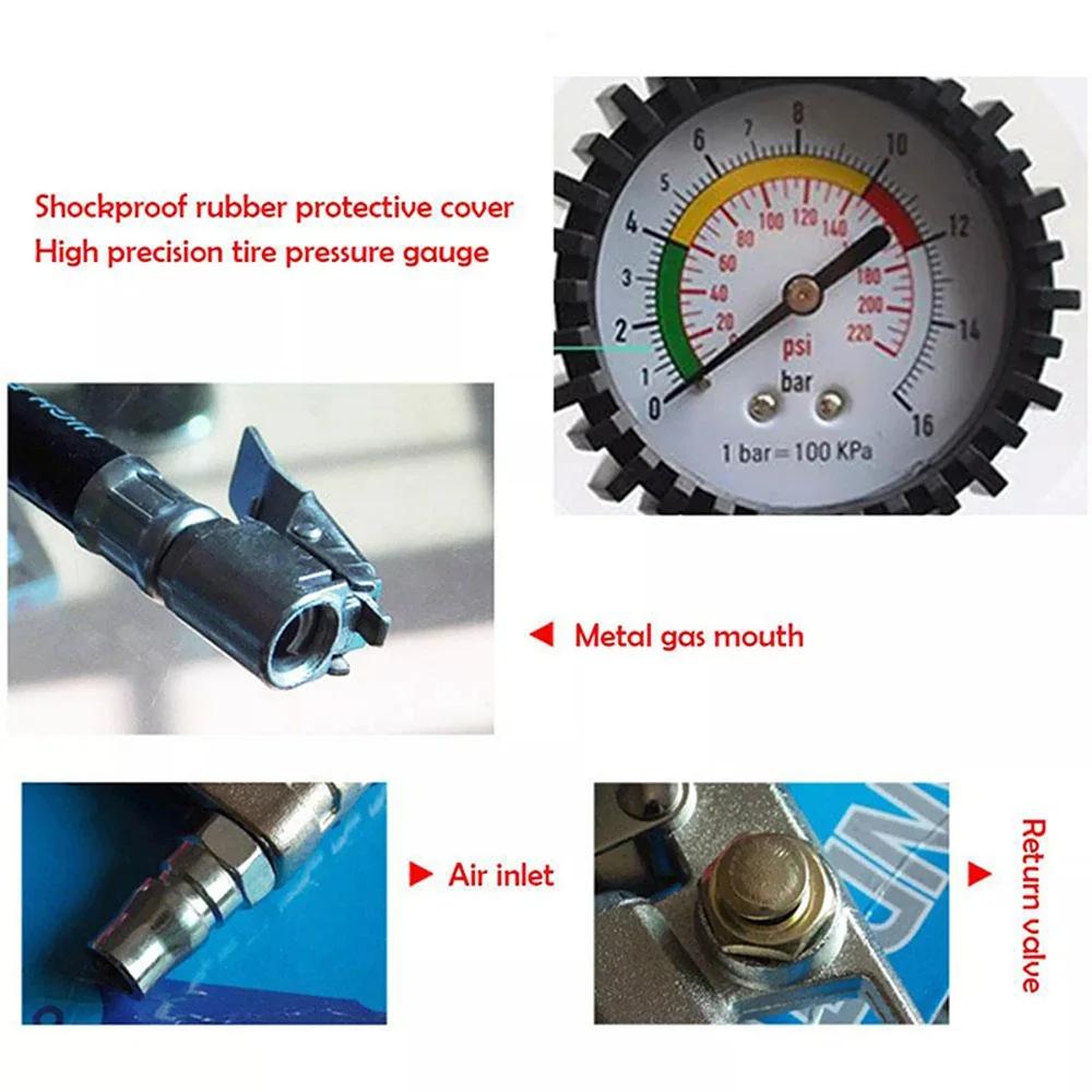 Car Tire Pressure Gauge 220 PSI High Precision Air Pressure Gun Monitor Tester Air Compressor Truck Motorcycle Tire Repair Tool