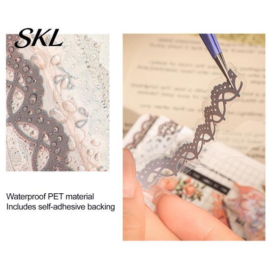 Invisible Edge Sticker PET Lace Scrapbook Stickers, Decorative Stickers for Journal, Durable Decal Card Making, Planner, Notebook, Photo, Album, Craft