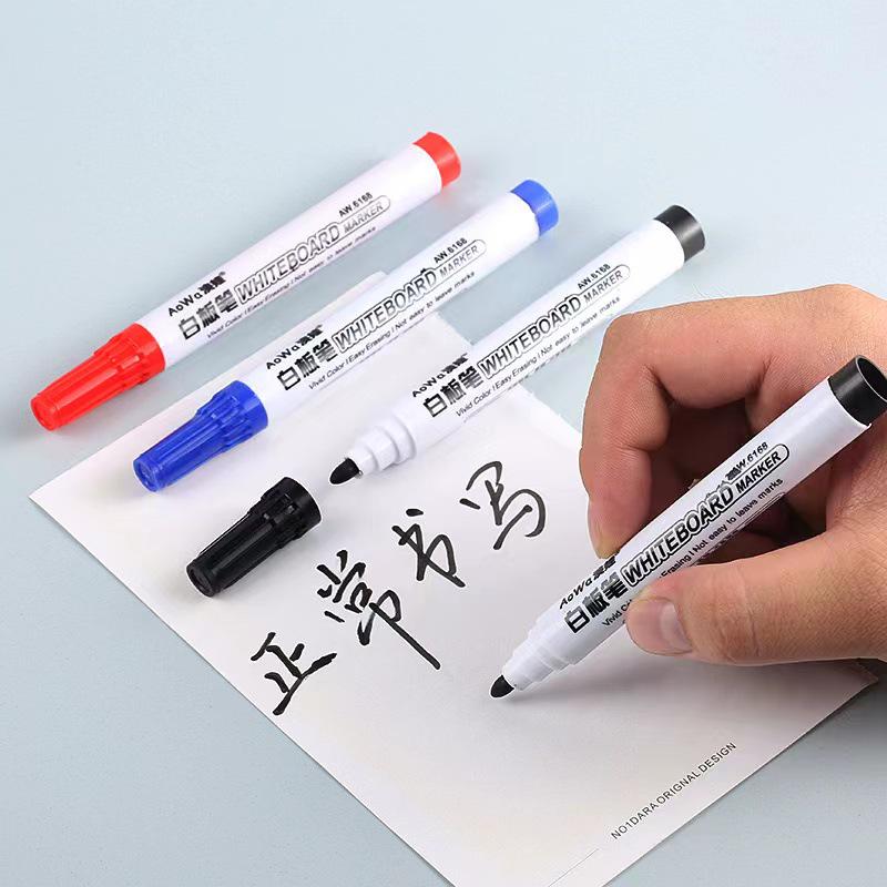 Erasable Non-Toxic Whiteboard Pens for Teachers & Kids - Water-Based, Red, Blue, Black