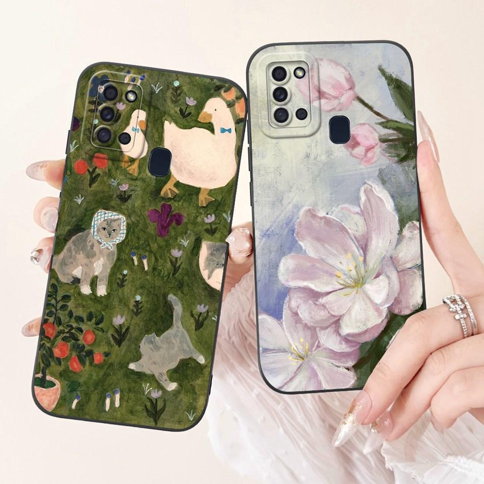 For Samsung Galaxy A21s Case Samsung A21S A 21S SM-A217F Elegant Printing Soft Silicone Camera Protective Shockproof Phone Cases