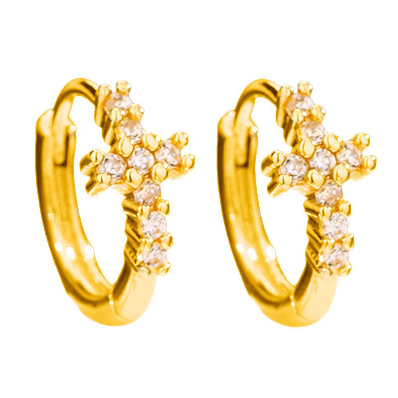 

Hoop Silvery Cross Zircon Pendant Earrings for Women Men Punk Hip Hop Piercing Personality Earrings Party Jewelry