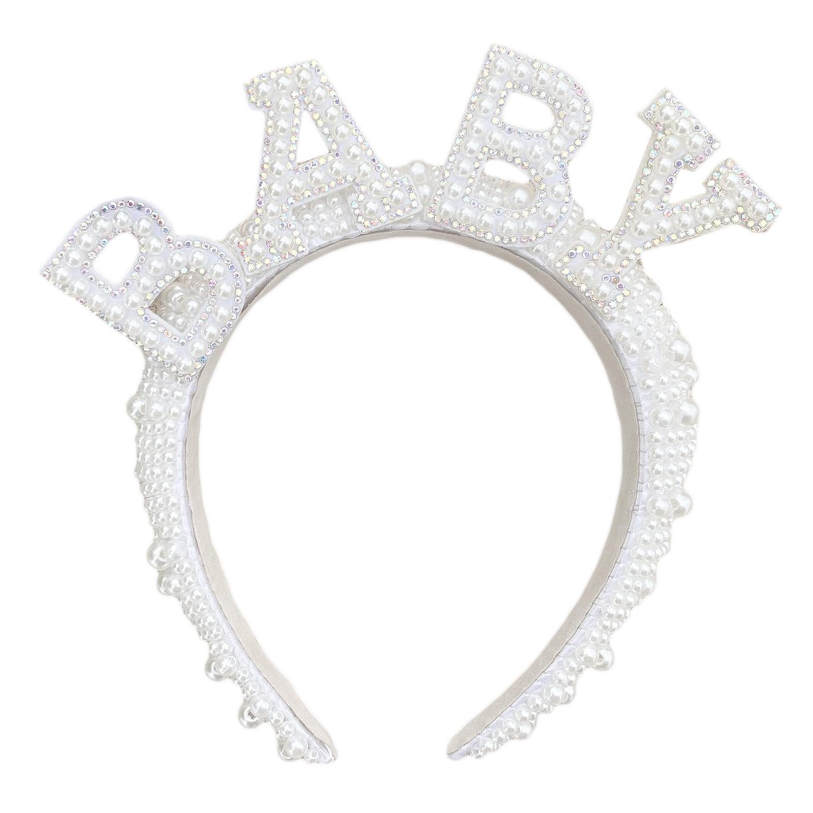 

Полный жемчуг повязка на голову для новобрачной обруч для волос украшения для вечеринки по случаю рождения ребенка сверкающий ободок для крещения 3