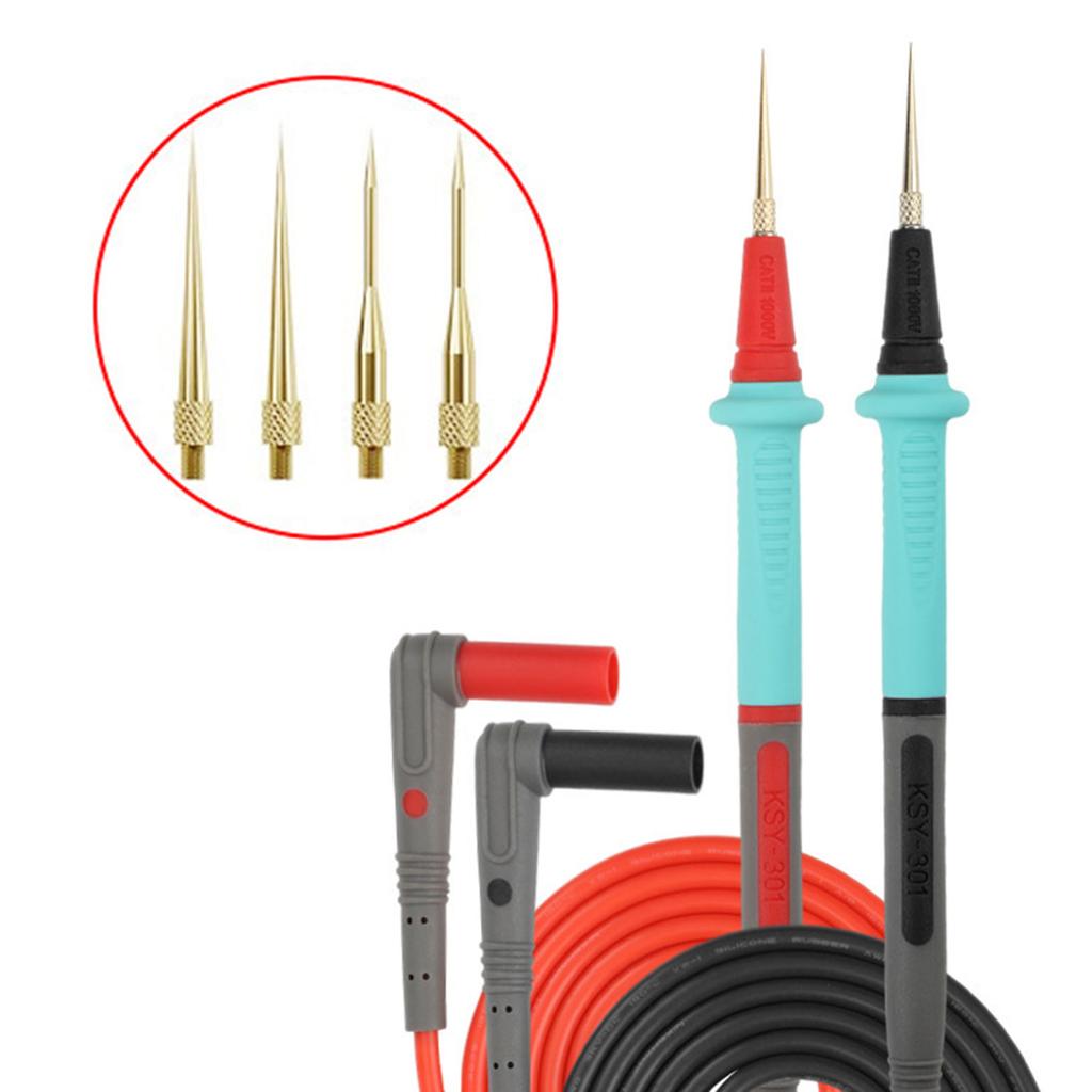 1000V Multimeter Test Leads Probes With Replaceable Fine 20A 4pcs Interchangeable Steel Needle Tip for Precise Testing