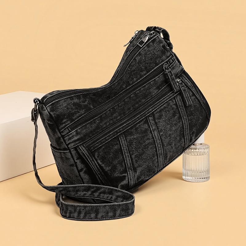Middle-Aged Mother's Bag Denim Bag Women's Multi-Compartment Shoulder Bag