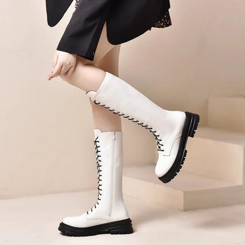 Fashion Women's Thigh High Boots Black Fashion Black Punk Goth Sexy Woman Platform Boots Motorcycle Boot Women Heels Shoes Big Size 43