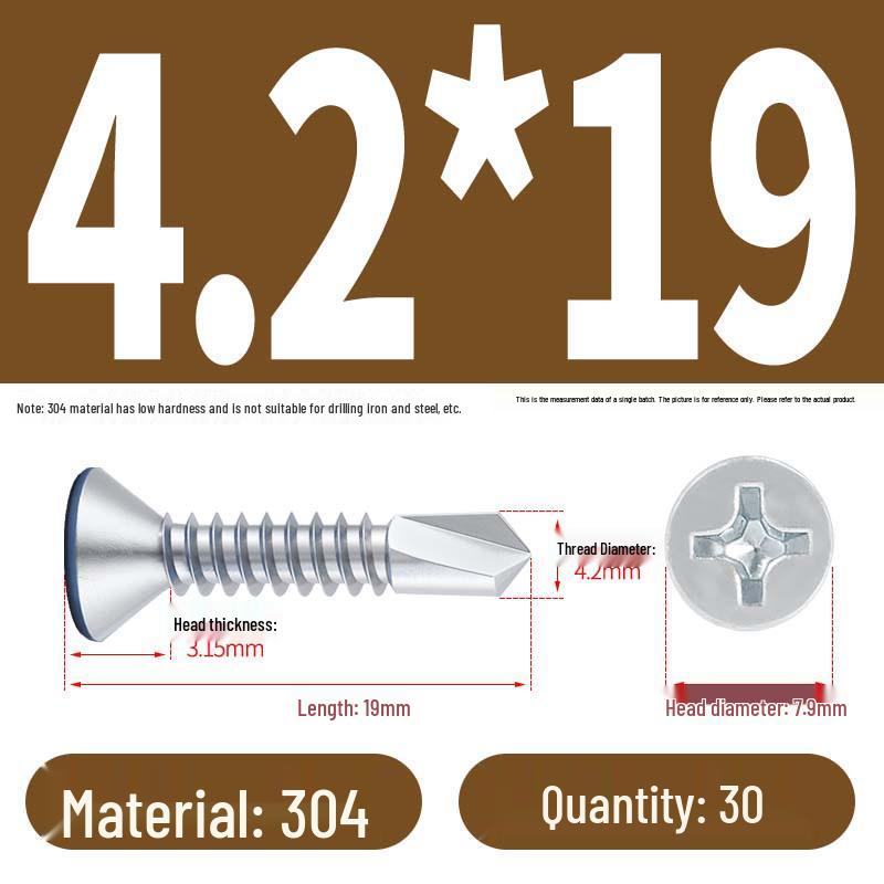 Phillips Flat Head Blue Zinc Plated Stainless Steel Self-Drilling & Self-Tapping Screws M3.9-M5.5