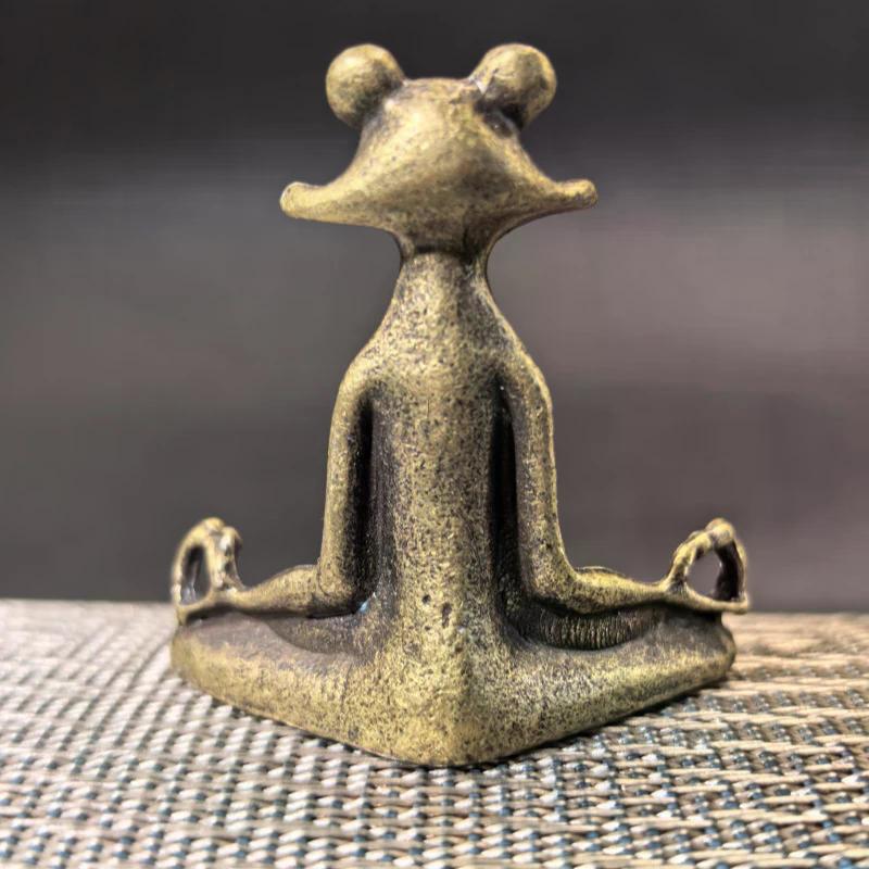 1PC Retro Copperware Incense Socket Zen Frog Ornaments Solid Pure Copper Frog Tea Pet Incense Holder Ornaments
