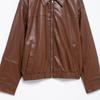 2025 Spring Women's Faux Leather Lapel Bomber Jacket