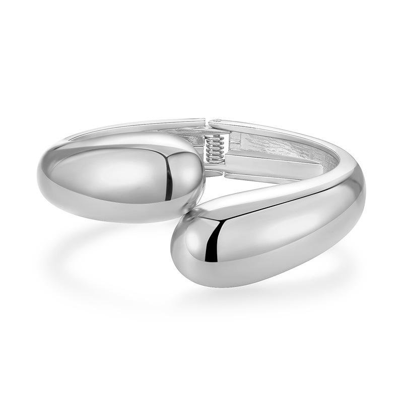 Women's Smooth Adjustable Alloy Open Bracelet - Colorfast Electroplated Design